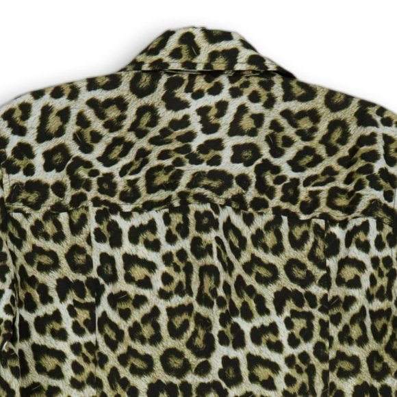 MICHAEL KORS LEOPARD PRINT BUTTON FRONT LONG OR ROLL‎ TAB SLEEVE BLOUSE 8-EUC - Picture 4 of 9